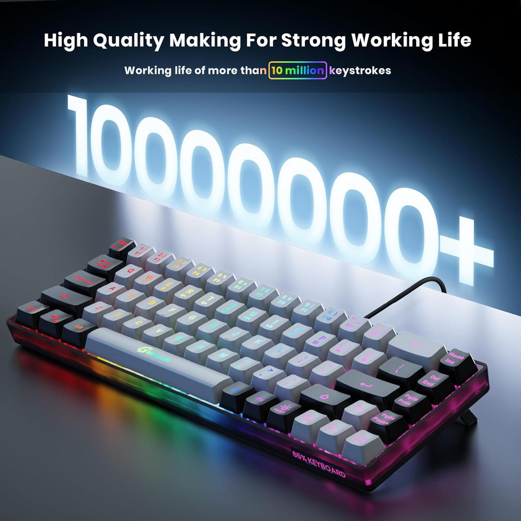 65% Gaming Keyboard, Wired Backlit Mini Keyboard, Ultra-Compact Anti-Ghosting No-Conflict 68 Keys Membrane Gaming Wired Keyboard for PC Laptop Windows Gamer
